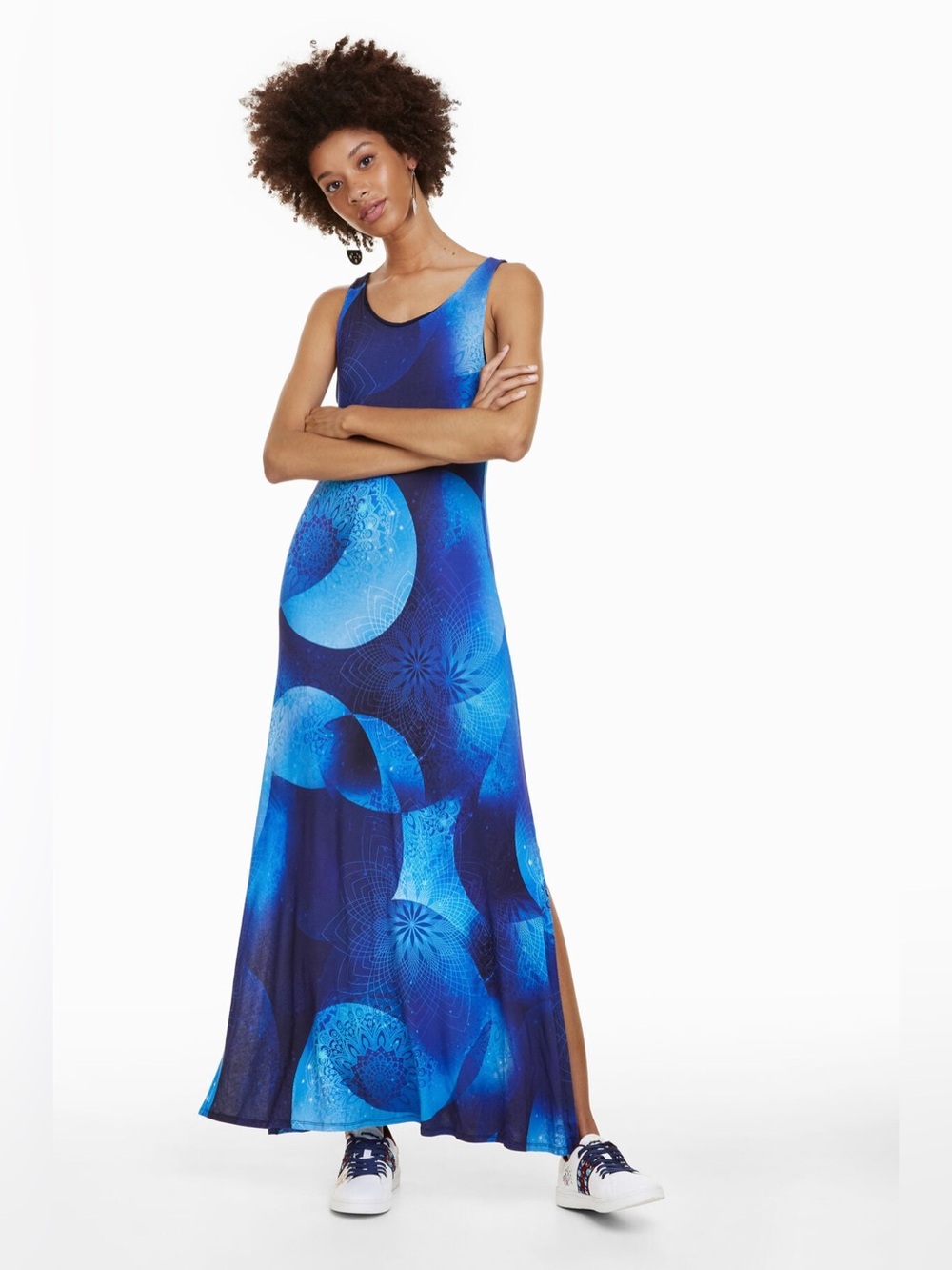 Desigual Lenny Rare Blue Maxi Tank Dress, size M
